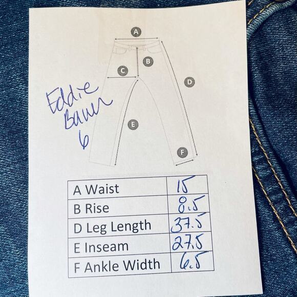 EDDIE BAUER MEDIUM WASH CLASSIC PREPPY TAPER BLUE JEANS SIZE 6 - Picture 7 of 7